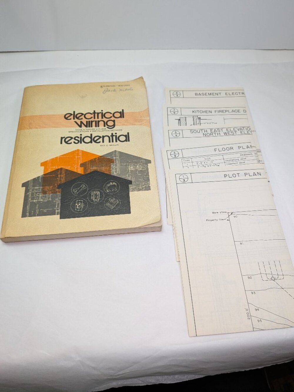 Vintage 1975 Electrical Wiring Residential 5th Ed Textbook & Blueprints